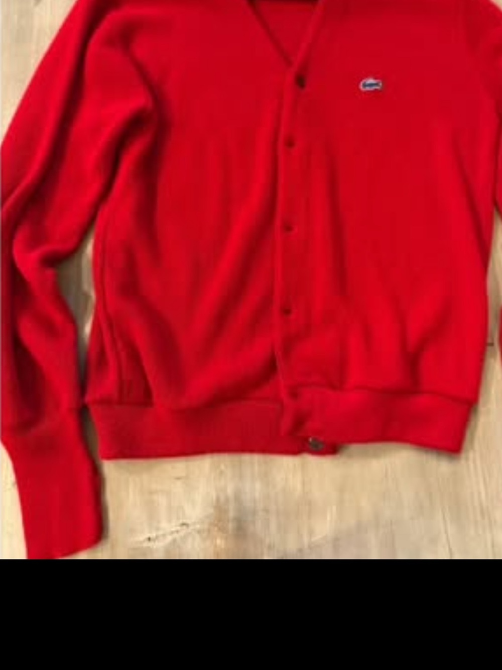 Lacoste Red V-Neck Button Cardigan